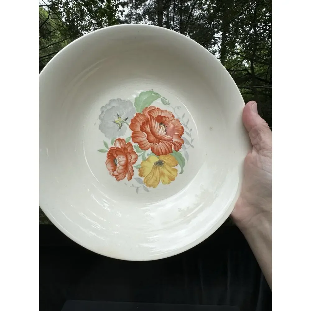 Vintage 1920s Sebring Pottery Company Royal Poppy 9” Serving Bowl EUC -A83